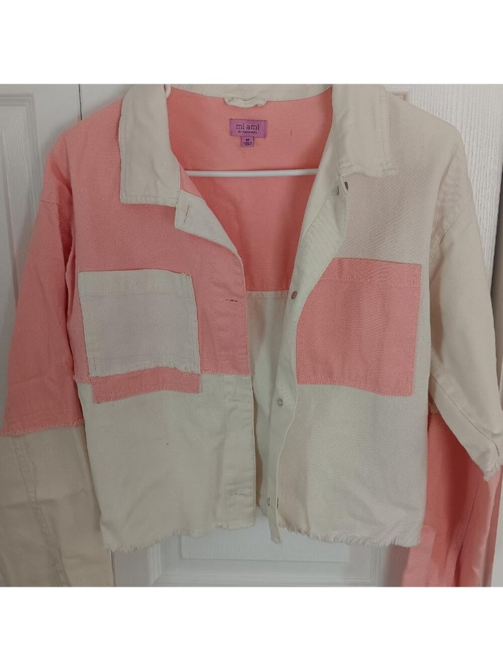 Pink and cream jacket, cropped fit, brand new condition